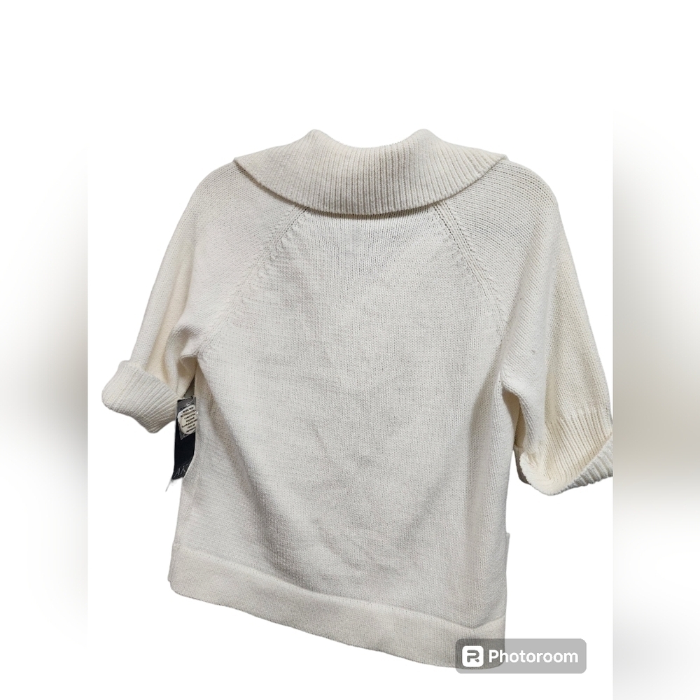 NWT Anne Klein Button UP Knit Sweater Ivory Beige Collared Size Medium - Picture 4 of 6